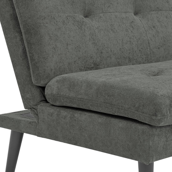 English Elm Polyester Blend Tufted Futon Sofa Sleeper with Tall Legs for Guest Room or Studio Dark Gray B2748P521267