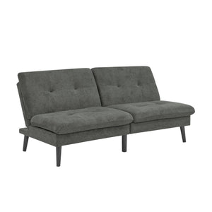 English Elm Polyester Blend Tufted Futon Sofa Sleeper with Tall Legs for Guest Room or Studio Dark Gray B2748P521267