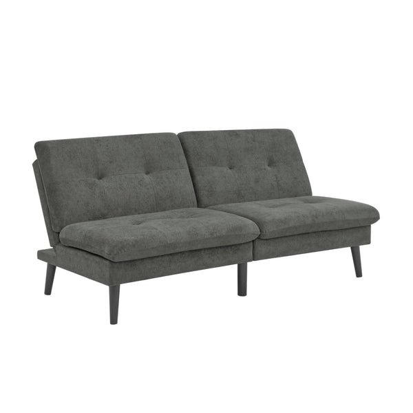 English Elm Polyester Blend Tufted Futon Sofa Sleeper with Tall Legs for Guest Room or Studio Dark Gray B2748P521267