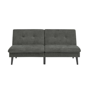 English Elm Polyester Blend Tufted Futon Sofa Sleeper with Tall Legs for Guest Room or Studio Dark Gray B2748P521267