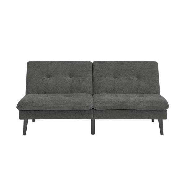 English Elm Polyester Blend Tufted Futon Sofa Sleeper with Tall Legs for Guest Room or Studio Dark Gray B2748P521267