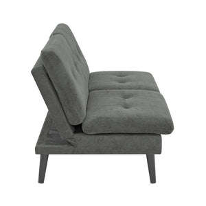 English Elm Polyester Blend Tufted Futon Sofa Sleeper with Tall Legs for Guest Room or Studio Dark Gray B2748P521267