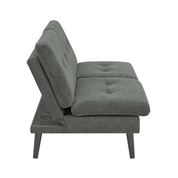 English Elm Polyester Blend Tufted Futon Sofa Sleeper with Tall Legs for Guest Room or Studio Dark Gray B2748P521267