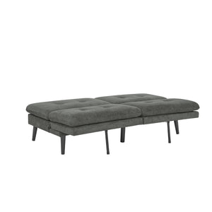 English Elm Polyester Blend Tufted Futon Sofa Sleeper with Tall Legs for Guest Room or Studio Dark Gray B2748P521267