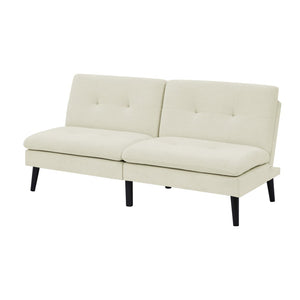 English Elm Polyester Blend Tufted Futon Sofa Bed with Tall Legs for Guest Room Studio Use Beige B2748P521268