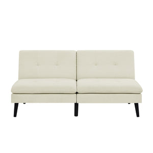 English Elm Polyester Blend Tufted Futon Sofa Bed with Tall Legs for Guest Room Studio Use Beige B2748P521268