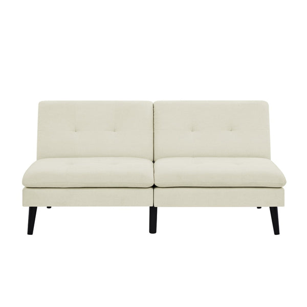 English Elm Polyester Blend Tufted Futon Sofa Bed with Tall Legs for Guest Room Studio Use Beige B2748P521268