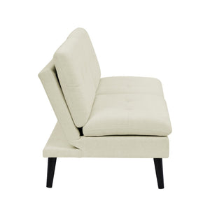 English Elm Polyester Blend Tufted Futon Sofa Bed with Tall Legs for Guest Room Studio Use Beige B2748P521268