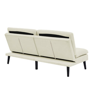 English Elm Polyester Blend Tufted Futon Sofa Bed with Tall Legs for Guest Room Studio Use Beige B2748P521268