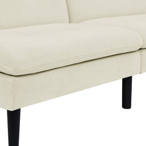 English Elm Polyester Blend Tufted Futon Sofa Bed with Tall Legs for Guest Room Studio Use Beige B2748P521268