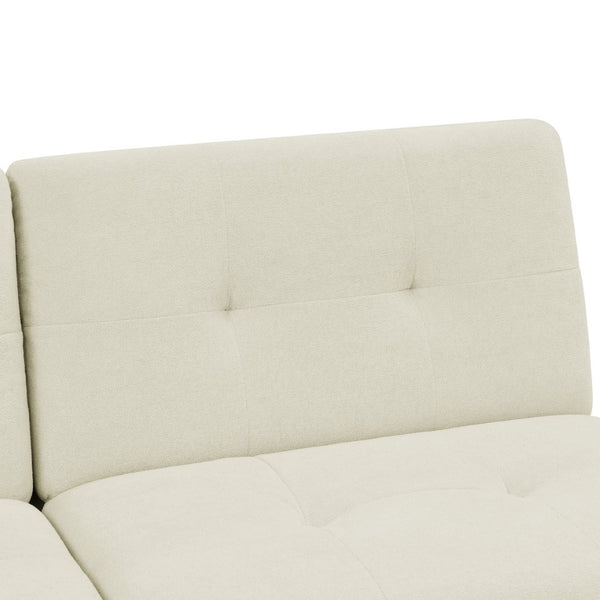 English Elm Polyester Blend Tufted Futon Sofa Bed with Tall Legs for Guest Room Studio Use Beige B2748P521268