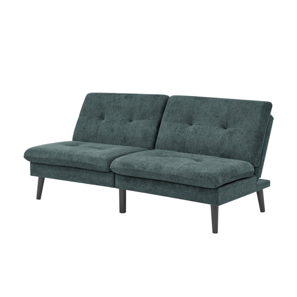 English Elm Polyester Blend Tufted Futon Sofa Sleeper with Tall Legs for Guest Room or Studio Antique Green B2748P521270