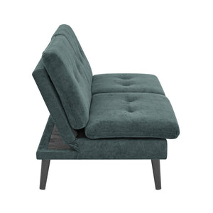 English Elm Polyester Blend Tufted Futon Sofa Sleeper with Tall Legs for Guest Room or Studio Antique Green B2748P521270