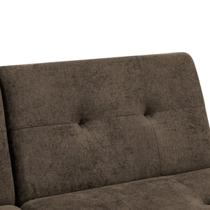 English Elm Polyester Blend Tufted Futon Sofa Bed with Tall Legs for Guest Room Studio Use Dark Brown B2748P521273