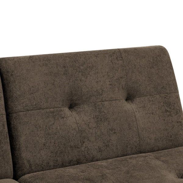 English Elm Polyester Blend Tufted Futon Sofa Bed with Tall Legs for Guest Room Studio Use Dark Brown B2748P521273