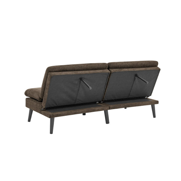 English Elm Polyester Blend Tufted Futon Sofa Bed with Tall Legs for Guest Room Studio Use Dark Brown B2748P521273