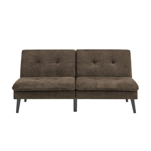 English Elm Polyester Blend Tufted Futon Sofa Bed with Tall Legs for Guest Room Studio Use Dark Brown B2748P521273