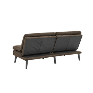 English Elm Polyester Blend Tufted Futon Sofa Bed with Tall Legs for Guest Room Studio Use Dark Brown B2748P521273