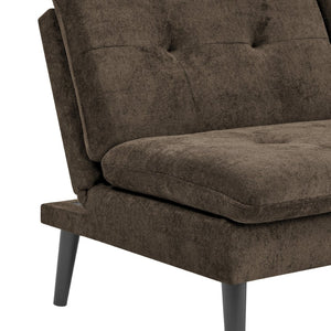 English Elm Polyester Blend Tufted Futon Sofa Bed with Tall Legs for Guest Room Studio Use Dark Brown B2748P521273