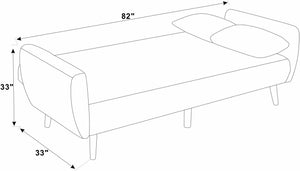 English Elm Faux Fur Convertible Futon Sofa Sleeper with Tall Legs for Living or Guest Rooms Dark Gray B2748P529552