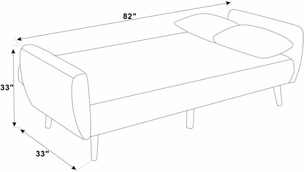 English Elm Faux Fur Convertible Futon Sofa Sleeper with Tall Legs for Living or Guest Rooms Dark Gray B2748P529552