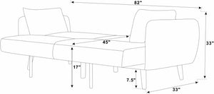 English Elm Faux Fur Convertible Futon Sofa Sleeper with Tall Legs for Living or Guest Rooms Dark Gray B2748P529552