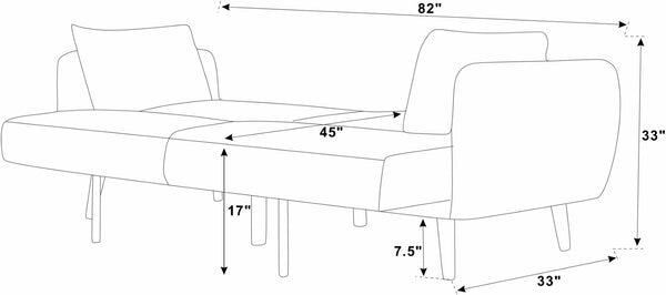 English Elm Faux Fur Convertible Futon Sofa Sleeper with Tall Legs for Living or Guest Rooms Dark Gray B2748P529552
