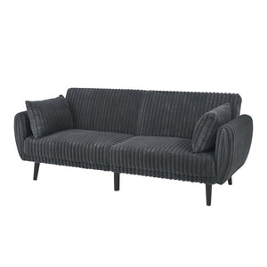 English Elm Faux Fur Convertible Futon Sofa Sleeper with Tall Legs for Living or Guest Rooms Dark Gray B2748P529552