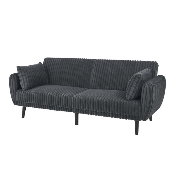 English Elm Faux Fur Convertible Futon Sofa Sleeper with Tall Legs for Living or Guest Rooms Dark Gray B2748P529552