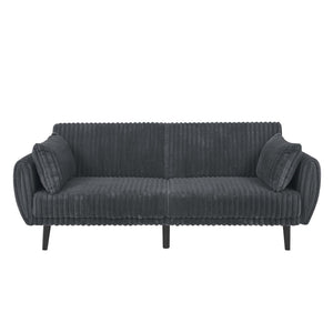 English Elm Faux Fur Convertible Futon Sofa Sleeper with Tall Legs for Living or Guest Rooms Dark Gray B2748P529552
