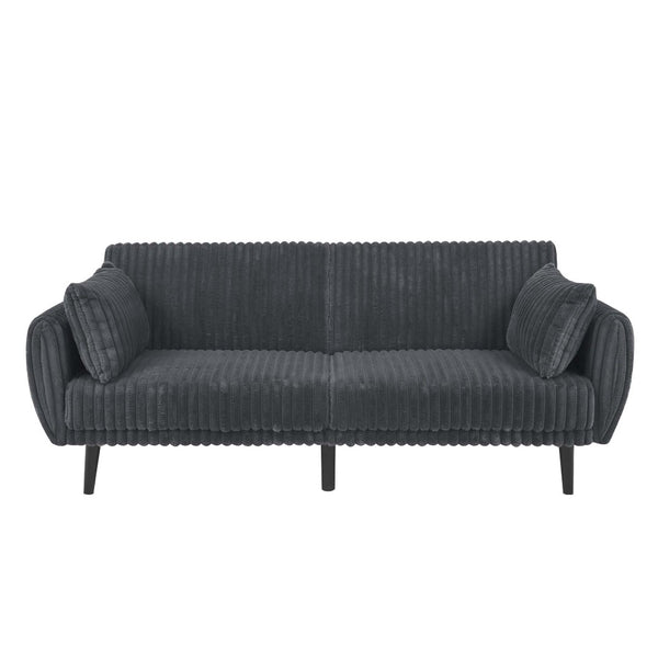 English Elm Faux Fur Convertible Futon Sofa Sleeper with Tall Legs for Living or Guest Rooms Dark Gray B2748P529552