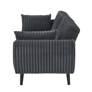 English Elm Faux Fur Convertible Futon Sofa Sleeper with Tall Legs for Living or Guest Rooms Dark Gray B2748P529552