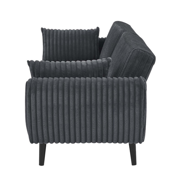 English Elm Faux Fur Convertible Futon Sofa Sleeper with Tall Legs for Living or Guest Rooms Dark Gray B2748P529552
