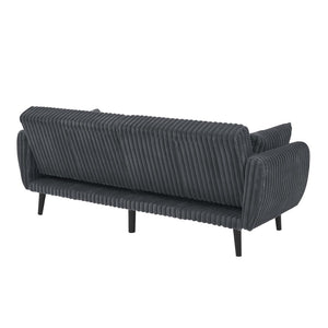 English Elm Faux Fur Convertible Futon Sofa Sleeper with Tall Legs for Living or Guest Rooms Dark Gray B2748P529552