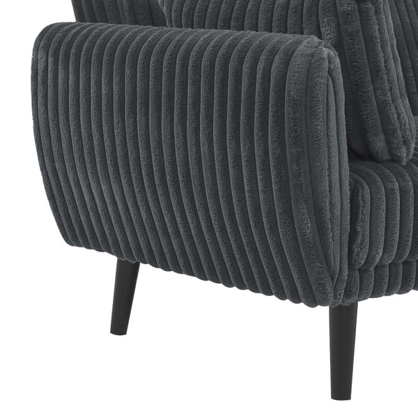 English Elm Faux Fur Convertible Futon Sofa Sleeper with Tall Legs for Living or Guest Rooms Dark Gray B2748P529552