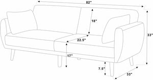 English Elm Faux Fur Convertible Futon Sofa Sleeper with Tall Legs for Living or Guest Rooms Dark Gray B2748P529552