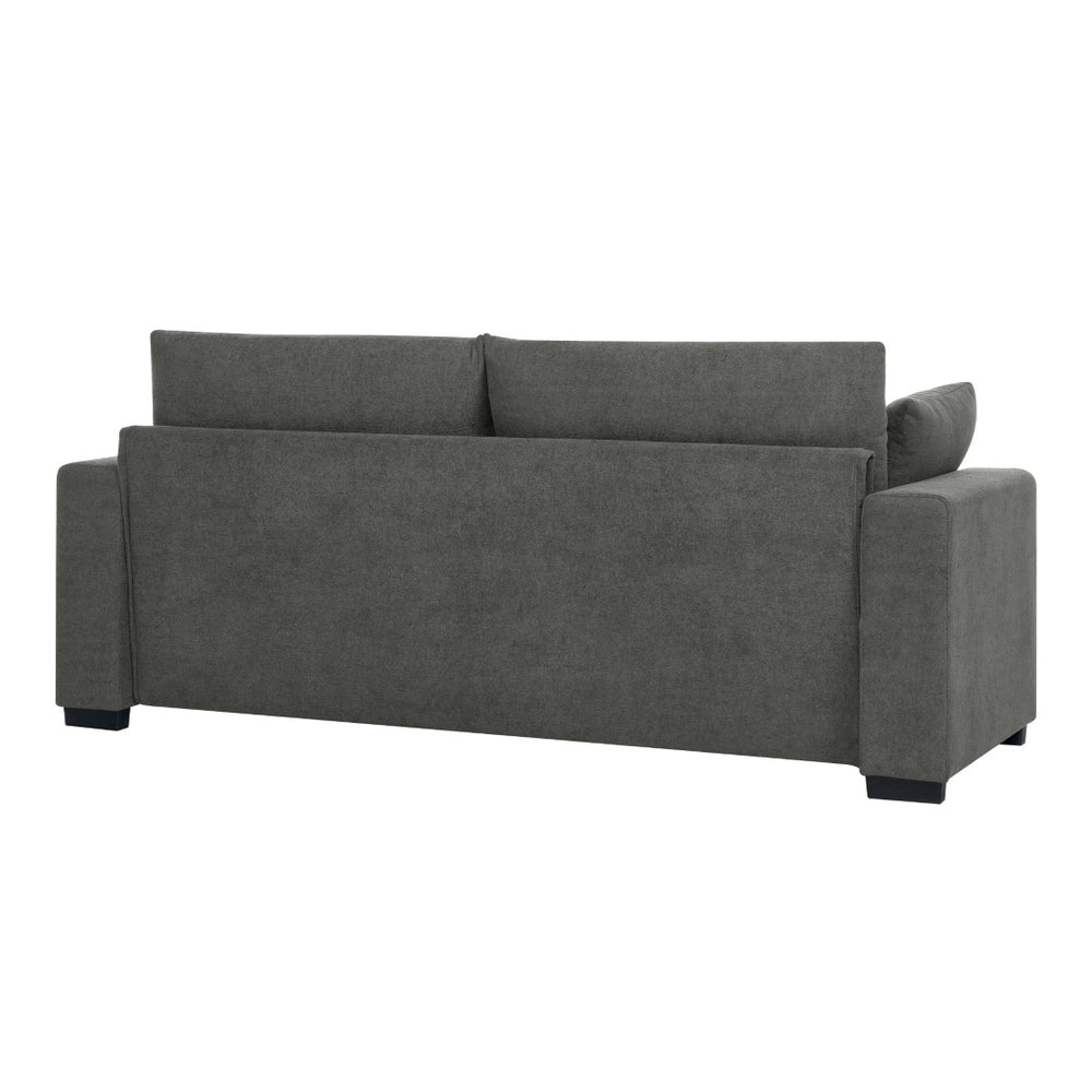 English Elm Upholstered Three Seat Sofa with Solid Wood Legs and Accent Toss Pillows Included B2748P533788