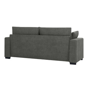 English Elm Upholstered Three Seat Sofa with Solid Wood Legs and Accent Toss Pillows Included B2748P533788