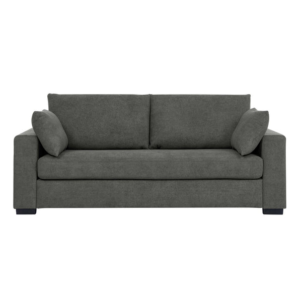 English Elm Upholstered Three Seat Sofa with Solid Wood Legs and Accent Toss Pillows Included B2748P533788