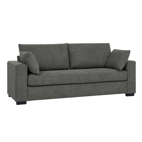 English Elm Upholstered Three Seat Sofa with Solid Wood Legs and Accent Toss Pillows Included B2748P533788