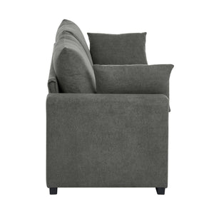 English Elm Upholstered Three Seat Sofa with Solid Wood Legs and Accent Toss Pillows Included B2748P533788