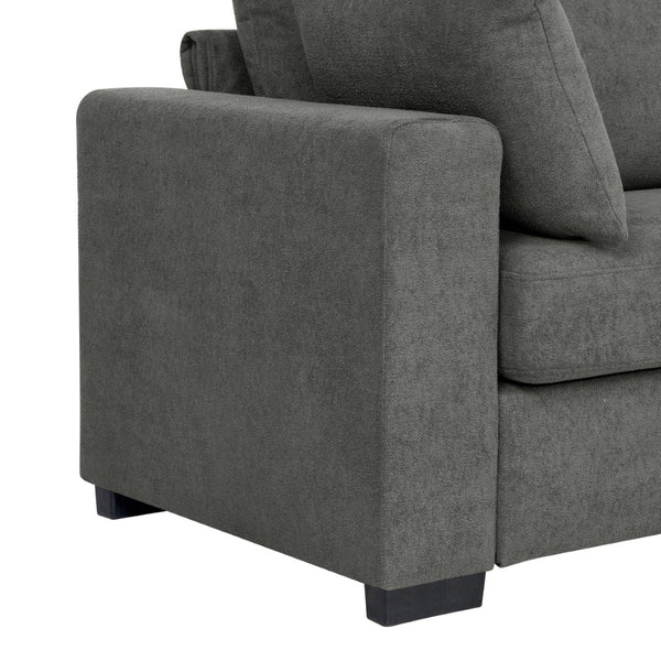 English Elm Upholstered Three Seat Sofa with Solid Wood Legs and Accent Toss Pillows Included B2748P533788