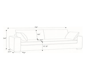 English Elm Upholstered Three Seat Sofa with Solid Wood Legs and Accent Toss Pillows Included B2748P533788