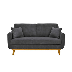 English Elm Corduroy Ribbed Upholstered Loveseat with Solid Wood Frame and Toss Pillows Dark Gray B2748P533789