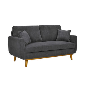 English Elm Corduroy Ribbed Upholstered Loveseat with Solid Wood Frame and Toss Pillows Dark Gray B2748P533789