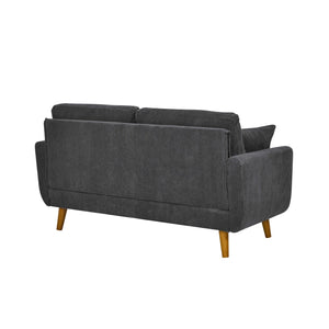 English Elm Corduroy Ribbed Upholstered Loveseat with Solid Wood Frame and Toss Pillows Dark Gray B2748P533789