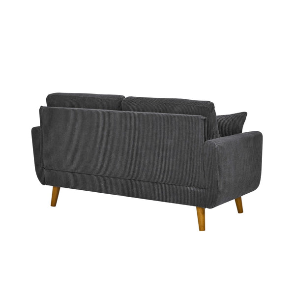 English Elm Corduroy Ribbed Upholstered Loveseat with Solid Wood Frame and Toss Pillows Dark Gray B2748P533789