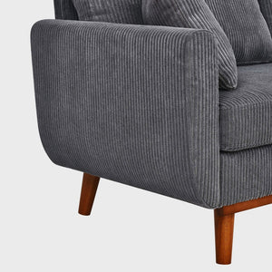 English Elm Corduroy Ribbed Upholstered Loveseat with Solid Wood Frame and Toss Pillows Dark Gray B2748P533789
