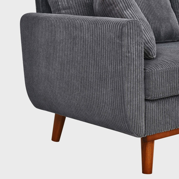 English Elm Corduroy Ribbed Upholstered Loveseat with Solid Wood Frame and Toss Pillows Dark Gray B2748P533789