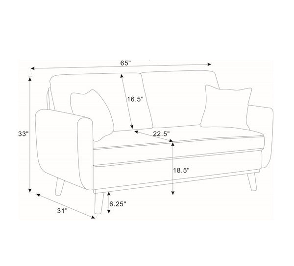 English Elm Corduroy Ribbed Upholstered Loveseat with Solid Wood Frame and Toss Pillows Dark Gray B2748P533789